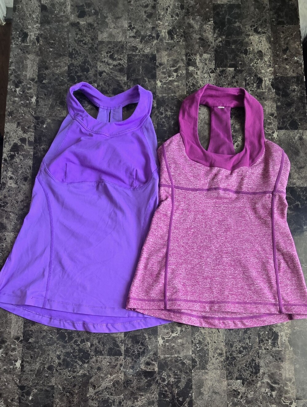 Lululemon Athletic Tank Tops Lot of 2 Purple & Pink Space Dye Workout Size 2